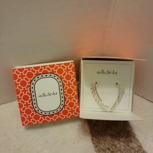 Stella & Dot Silver Feather Earrings